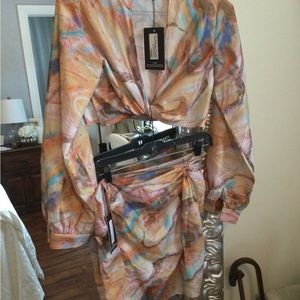 Two piece set, brand new skirt and crop top